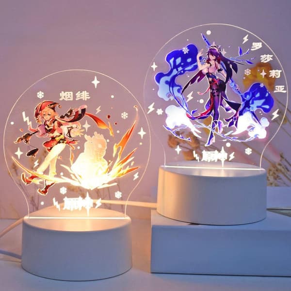 Genshin Impact Barbara 3D Led Akryl Natlampe 7 farver