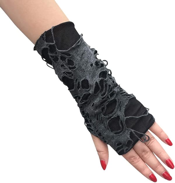 Dame Punk Fingerløse Handsker Cosplay Rippede Handsker til Halloween