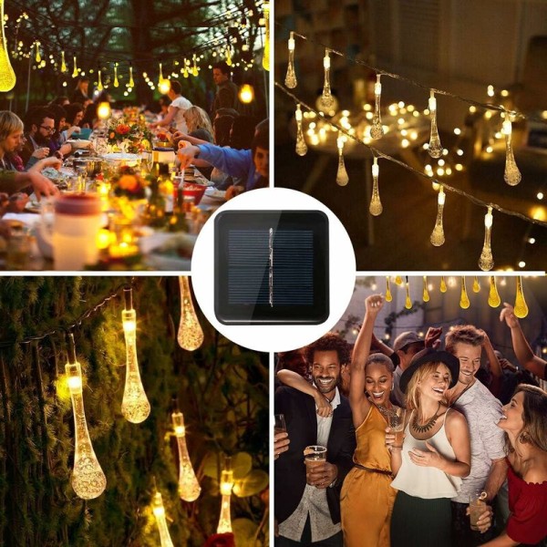 30 LED 6,5 m Solar String Lights för utomhusträdgård 8 lägen, vatten