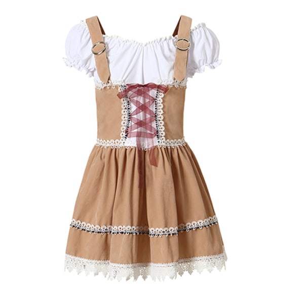 Oktoberfest-kläder Bayerns nationella traditionella klänning piga kläder för taverna i ünchen, Tyskland Khaki M