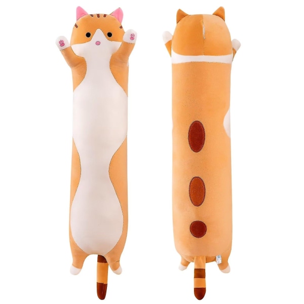 Lång söt katt gosedjur plysch leksak docka kudde mjuk kudde Barn presenter jul Brown 110CM