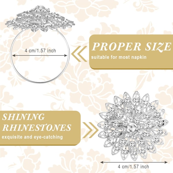 Blomma Servett Ringar Legering Blommig Rhinestone Servetter Ringar Crystal Rhinestone