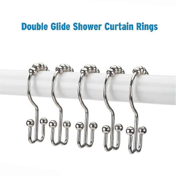 Dusjforheng Krok Ring Rustfritt Metall Dobbel Glid Dusjkrok For Baderom Dusjstang Forheng