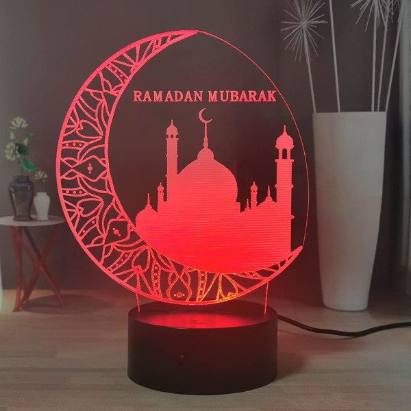 Ramadan 3D Nattljus Mubarak Islam Muslim Church Skrivbordslampa