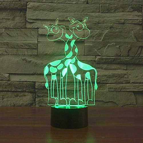 3D Dubbelhuvud Giraffe Bordslampa Nattljus 3D LED USB 7 C