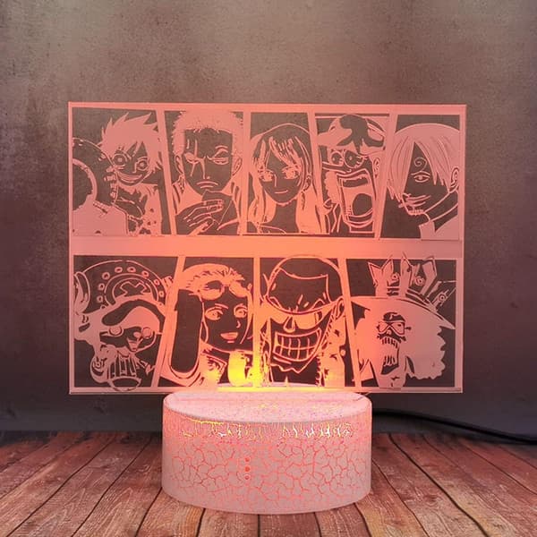 One Piece Luffy 3D Illusion Night Light Lamp Smart Touch, RG