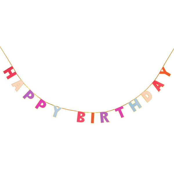 Happy Birthday Girlang Rosa Banner Grattis på Födelsedagen multicolor
