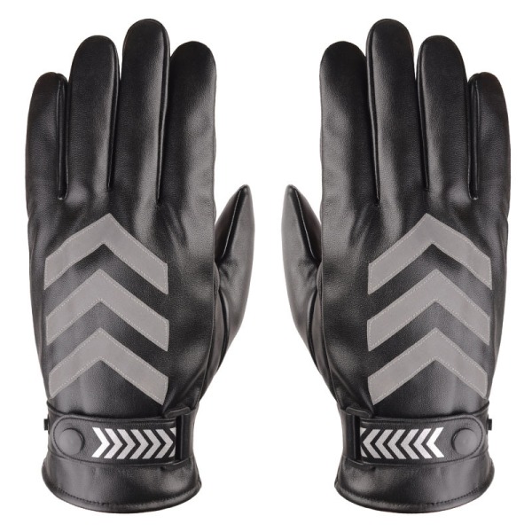 Vinter Herr PU Läder Vante Håller Varm Vindtät Outdoor Reflec Black