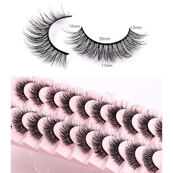 10 Par Mink Ögonfransar 3 Mink Fransar Tjocka Handgjorda Helremsa Fransar Grymhetsfria Mink Fransar Lösögonfransar Makeup D