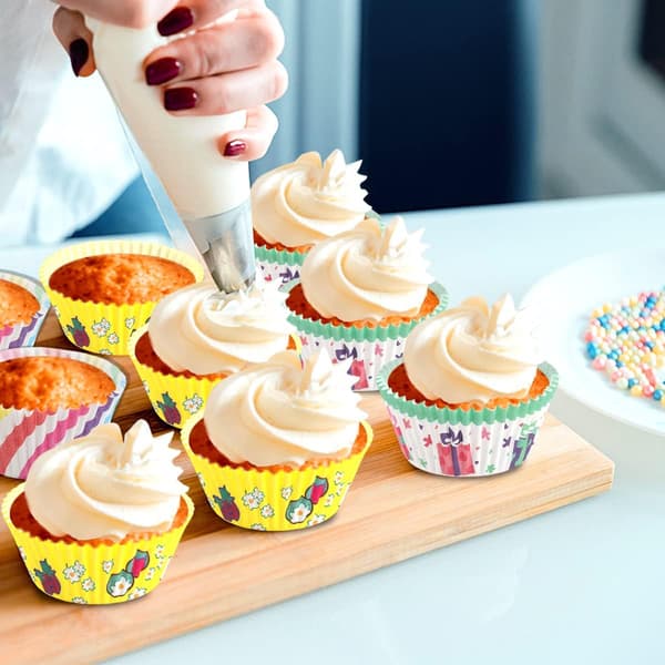 600 stk Bakepapir Ikke-Klistrende Bakeformer, Regnbue Cupcake
