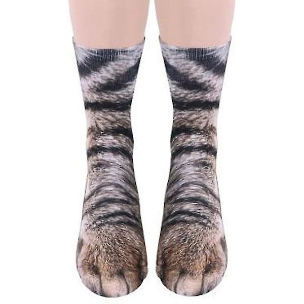 3d Fun Unisex Stretch Print Animal Round Socks Cat