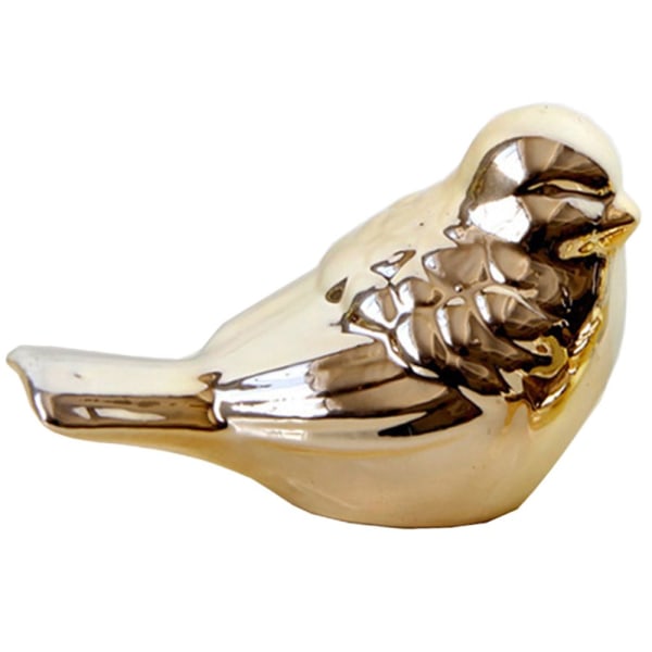 Keramisk fugleformet pynt Statue Statuett Foto rekvisitter Hjemmeinnredning Golden S