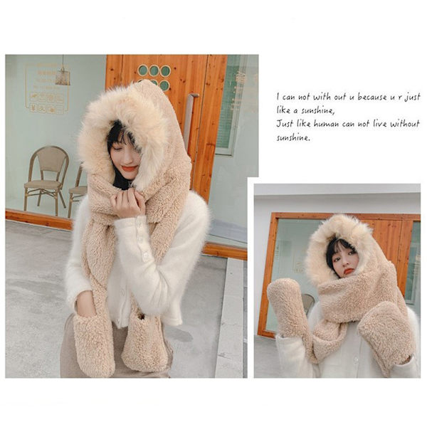 2022 New Fashion Scarf Hat Handske 3-delad Dam e Plush Winter W A3