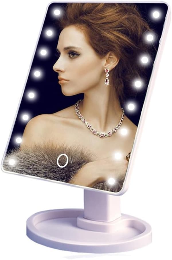 16 LED Smart Touch Screen Bærbart Bordbelyst Kosmetisk Forfængelighed Makeupspejl (Hvid)
