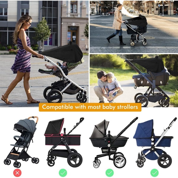 UV 50+ Protected Stroller Shade Segel: Universal dammtät, vindpr