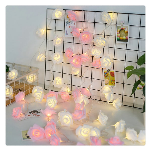 3m 20 LED paristokäyttöiset Fairy Lights valkoiset ruusut ruusut 5cm