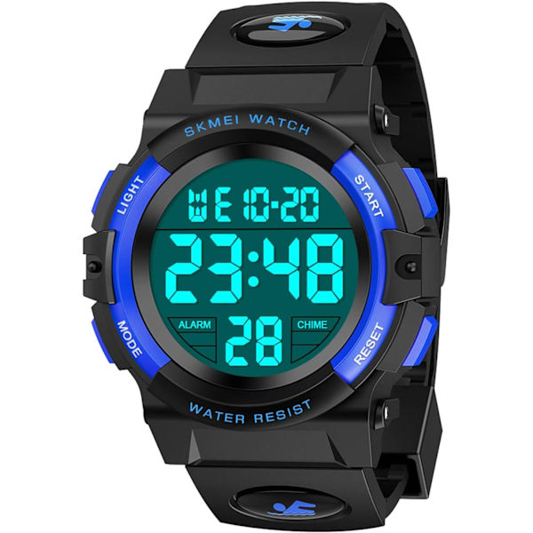 LED vattentät digital watch för barn - presenter och leksaker (svart）