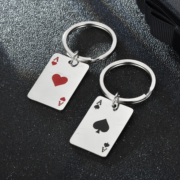 Unisex mode Lucky Ace of Spades Halsband Nyckelring, Silverhänge för män, Rostfritt stålhus, Fortune Cards R1