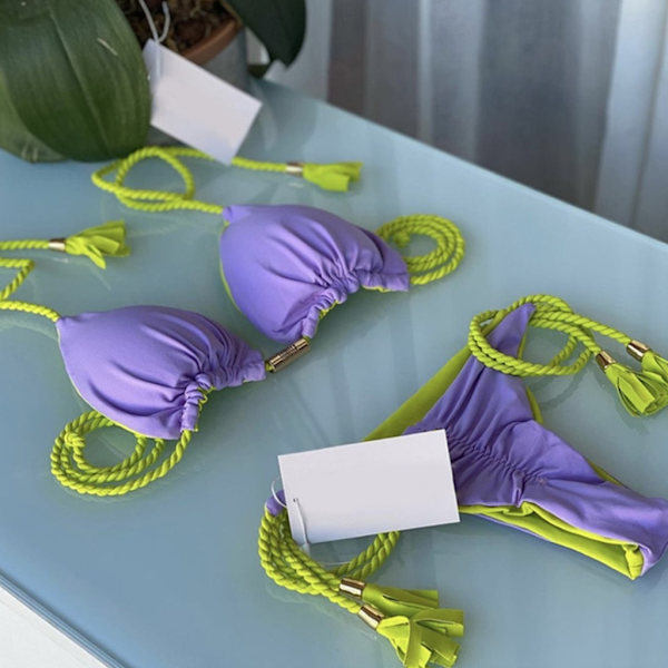Naisten kaksiosainen setti, jossa narullinen uimapuku Kolmio-BH Toppi ja bikinin alaosa exig kolmio-bikini uimapuku Green S