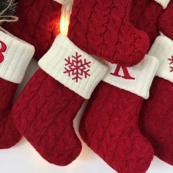 Julstrumpor Alfabet Bokstäver Sock Julgranshängare Snowflake