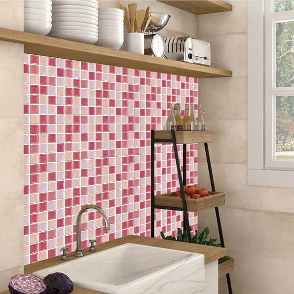 24 Stykker Små Selvklæbende Gitre 10x20cm-Rosa, Køkken Sa