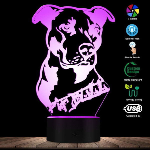 3D American Smart Flexibel Pit Bull Terrier Barnrumsbord L