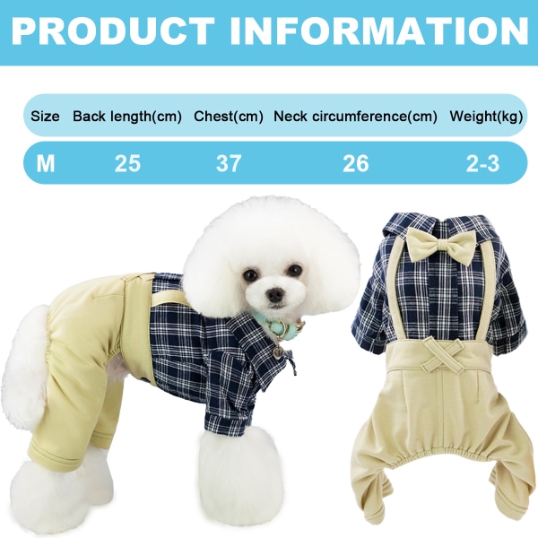Husdjurskläder Hundskjortor Randig Overall Jumpsuit med Khaki M