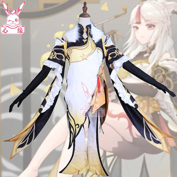 Anime Genshin Impact Cos Anime Kostym, Genshin Impact iyue Festklänning Cosplay Kostym Carnival Cos Set Game Fans Presents Wig L