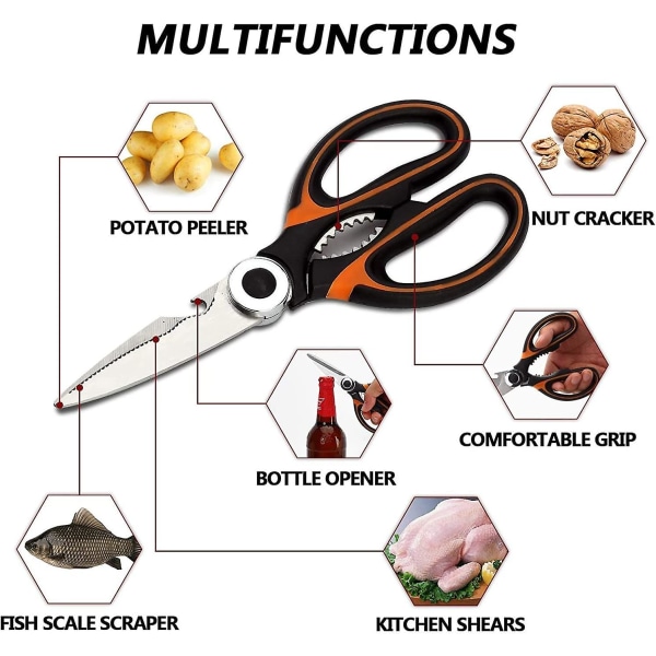 Kökssax, kraftiga praktiska rostfria saxar, kyckling, fågel, fisk, kött, grönsaker, blommor och annat multifunktionellt skräp Sc