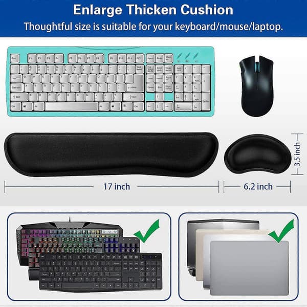 Handledsstöd, tangentbord handledsstöd och mus handledsstöd kit, mjukt tyg memory foam gaming handledsstöd R