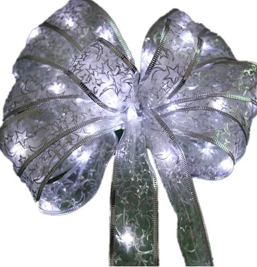 Julebånd LED-lamper Bowknot guldbånd White 4M