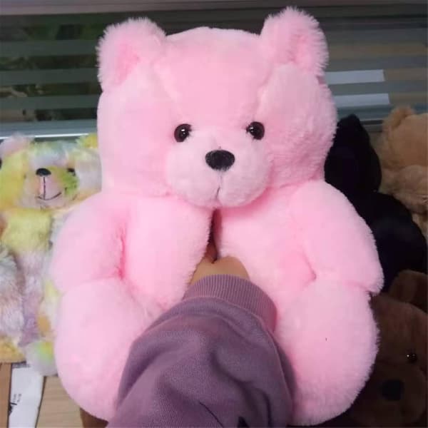 Faux Pels Hjemmesko med Teddybjørn - Pink til Kvinder og Piger