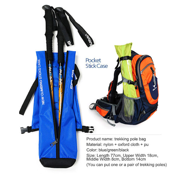 Udendørs Vandring Walking Stick Bæretaske Trekking Pole Taske Black
