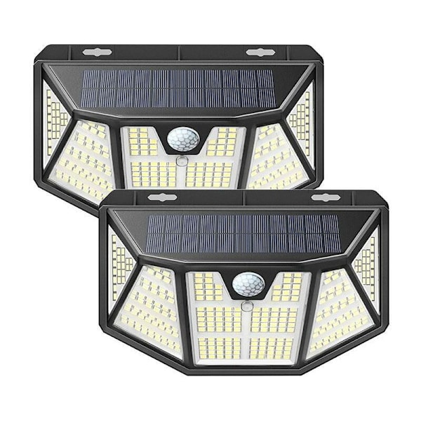 2-pakning Solar LED utendørsbelysning med lysreflektor, IP65 vann