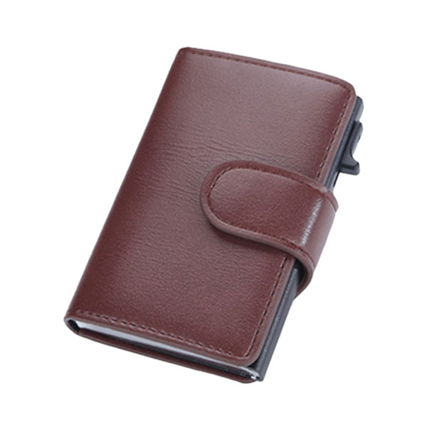 Mäns nya paragraf spänne case Business Anti-magnetisk korthållare Enkel reddish brown