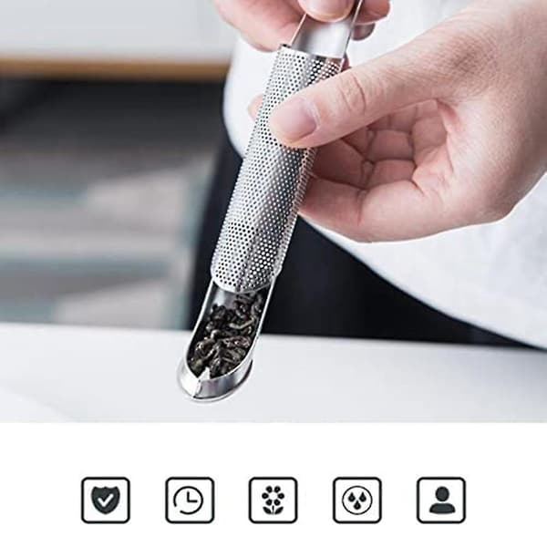 Tesil i rustfritt stål, tespreder Teinfuser for løs te, kaffe, krydder, langt håndtak T