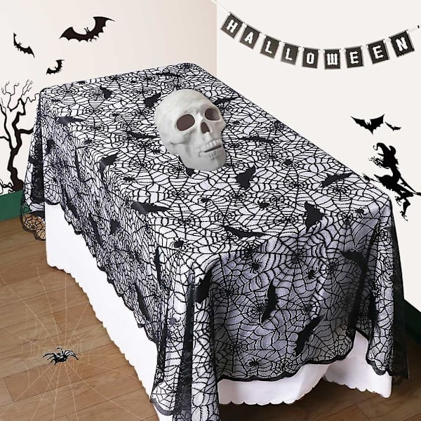 Gothic Spider Web Bats duk: Elegant Halloween-dekor