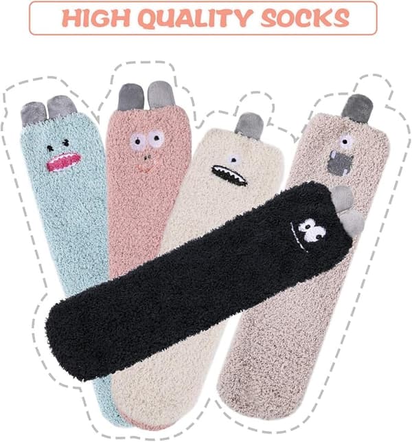 5 par fluffiga vinterstrumpor, mjuka varma strumpor, fleece strumpor S