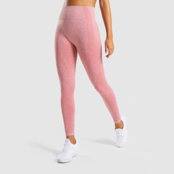 Dame Høj Talje Yoga Leggings Åben Sport Gym Bukser Træning peach red L