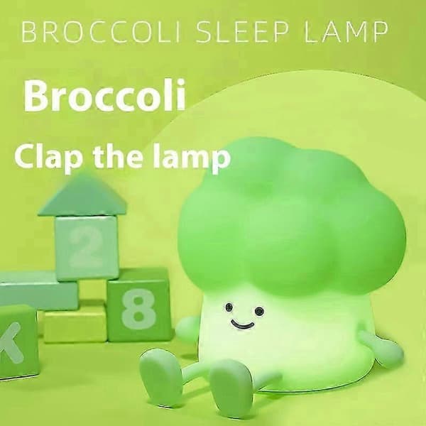 Broccoli USB Genopladelig Natlampe med 3-trins Dæmpning - Blød Glød Sengelampe