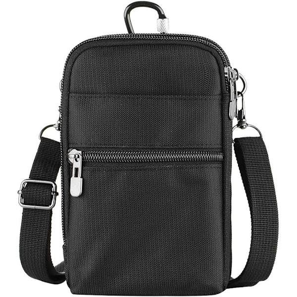 Messenger bag för män, fritidsresor liten svart axelväska wat