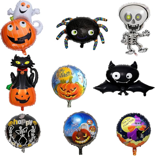9 stk halloween sæt - græskarheksedødningehoved Kat