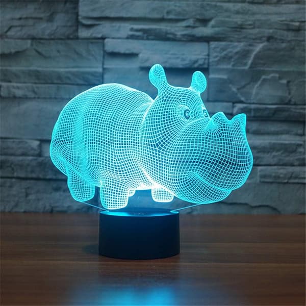 3D Optisk Illusion Flodhest Sensor Natlampe med Smart Touch