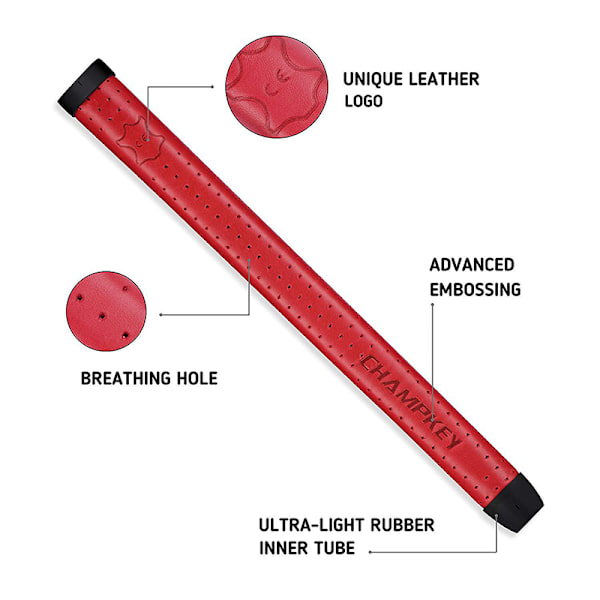 Läder Mellanstora Golf Putter Grip Pure Handmade Club Grip Brown