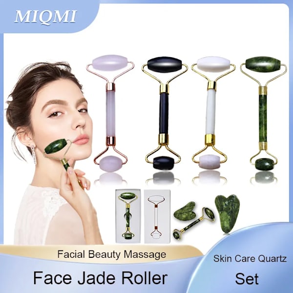 Hudvård Quartz Stone Natural Facial Jade Roller Set 2