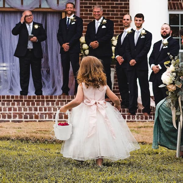 Flower Girl Korg För Bröllop Rustik Burlap Bröllop Blomma Korg