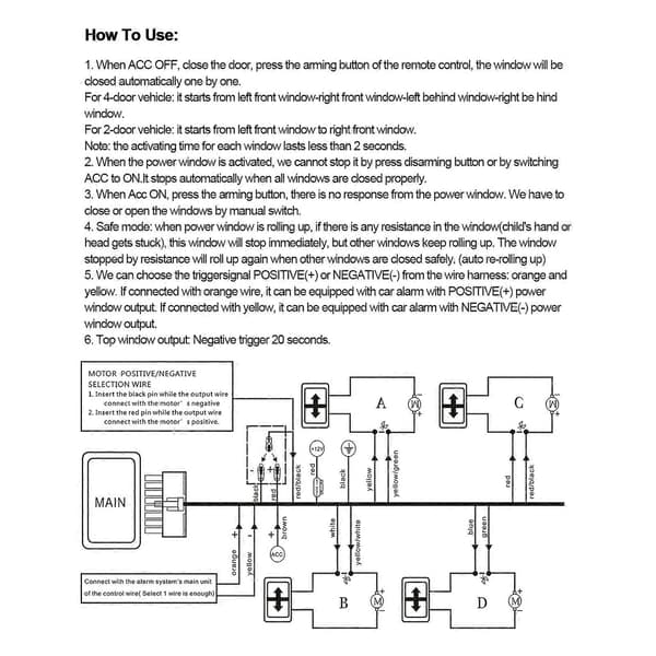 12V Universal Auto Power Window Roll Up Closer Modul for 4-dørs biler