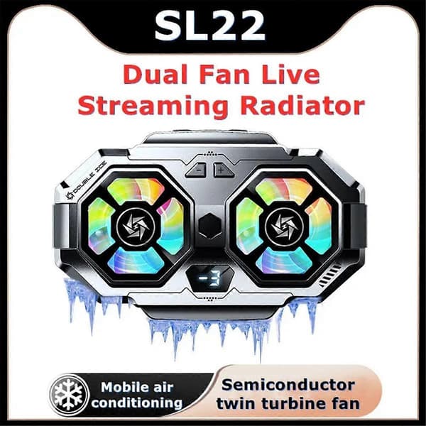 SL-22 Universal Dual-Core Radiator Halvleder Isafkøling Lyd Digital Display Mobiltelefon Køler