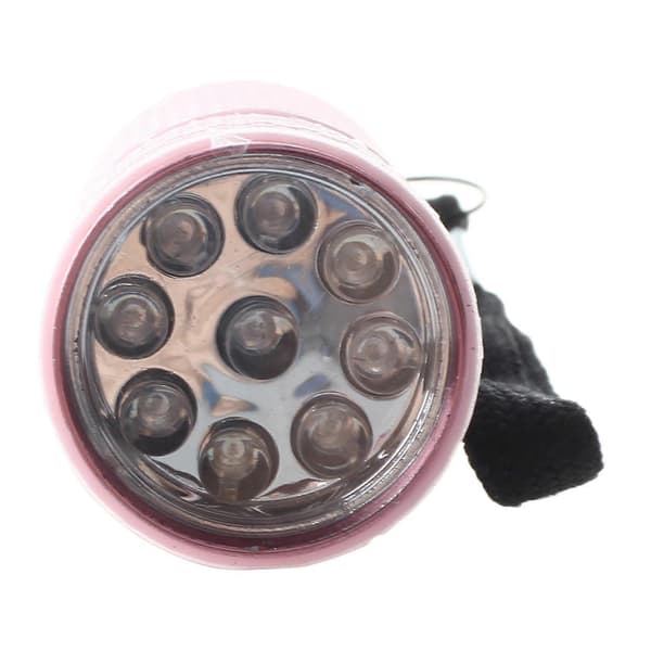 10x Mini Rosa Gummerad 9-led Ficklampa Utomhus