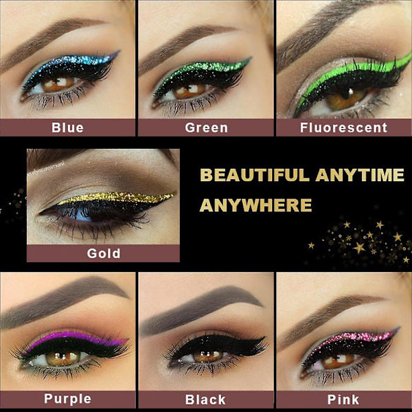 Rl 4 par/sett Gjenbrukbare eyeliner løs- og øyenvippeklistremerker Make Up Øyenvipper Paljettøyenskygge 7 farger